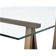 Pemberly Row Contemporary Metal Desk with Glass in Brushed Brass