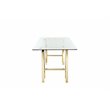 Pemberly Row Contemporary Metal Desk with Glass in Polished Gold