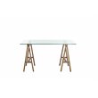 Pemberly Row Contemporary Small Metal Desk with Glass in Brushed Brass