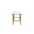 Pemberly Row Contemporary Small Metal Desk with Glass in Brushed Brass