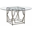 Pemberly Row Metal Round Dining Table with Glass in Brushed Brass