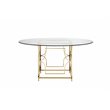 Pemberly Row Metal Round Dining Table with Glass in Polished Gold