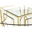 Pemberly Row Metal Round Dining Table with Glass in Polished Gold