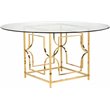 Pemberly Row Metal Round Dining Table with Glass in Polished Gold