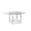 Pemberly Row Contemporary Metal Round Dining Table with Glass in Silver