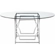 Pemberly Row Contemporary Metal Round Dining Table with Glass in Silver