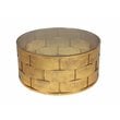Pemberly Row Contemporary Metal Coffee Table with Glass in Gold Leaf