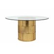 Pemberly Row Contemporary Metal Dining Table with Glass in Gold Leaf