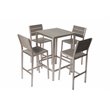 Pemberly Row 5-piece Modern Aluminum Frame Patio Bar Set in Gray