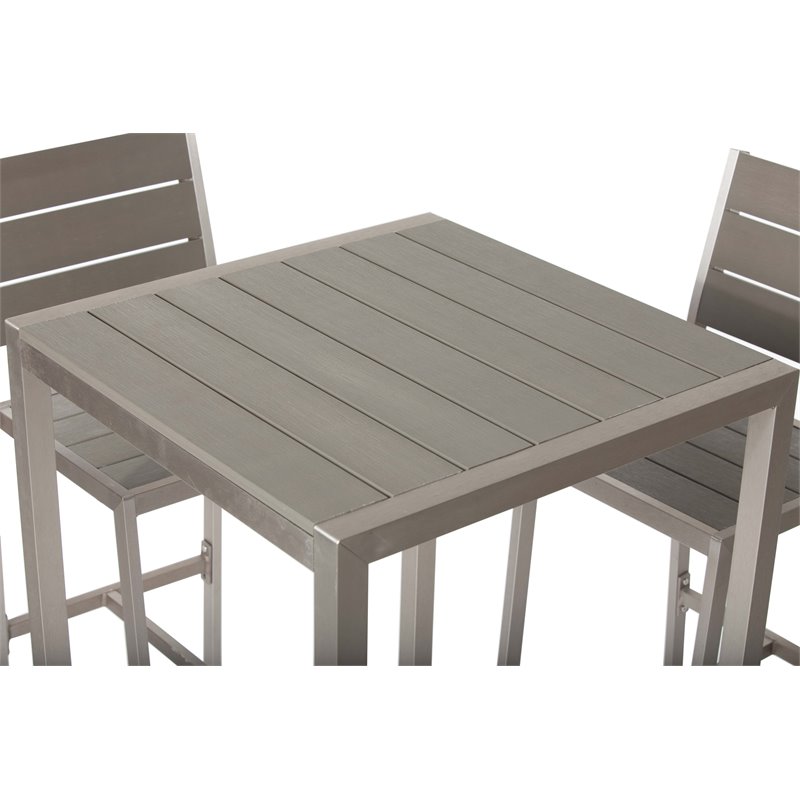 Pemberly Row 5-piece Modern Aluminum Frame Patio Bar Set in Gray