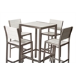 Pemberly Row 5-piece Modern Aluminum Frame Patio Bar Set in White