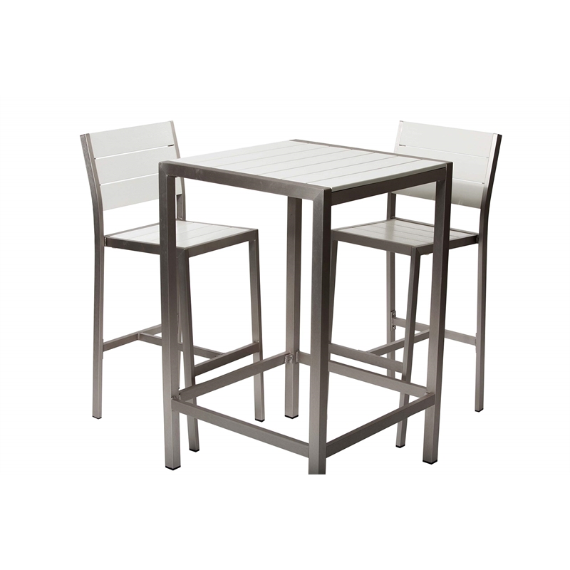 Pemberly Row 5-piece Modern Aluminum Frame Patio Bar Set in White