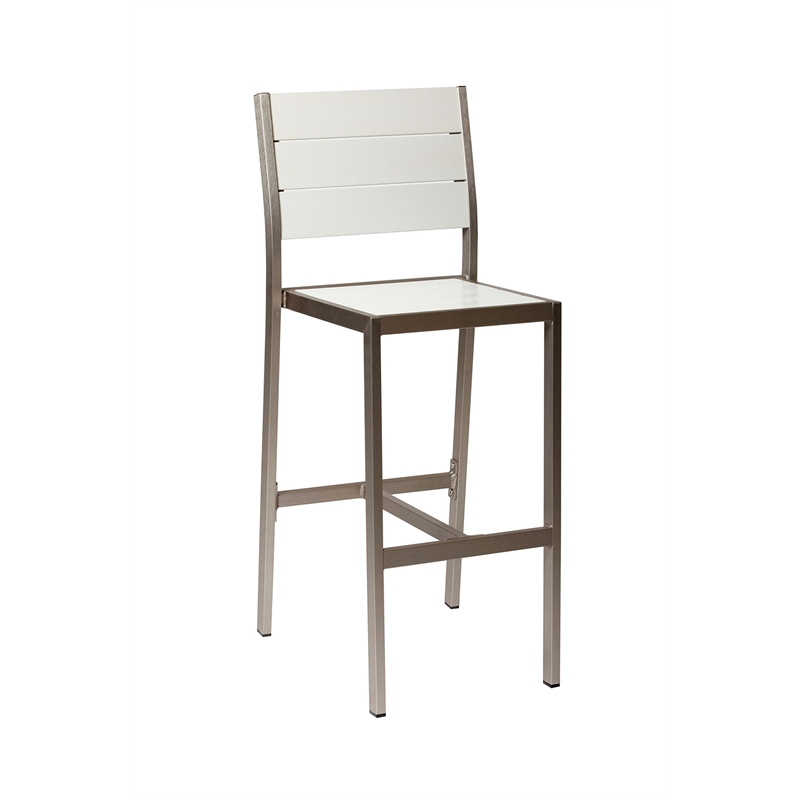 Pemberly Row 5-piece Modern Aluminum Frame Patio Bar Set in White