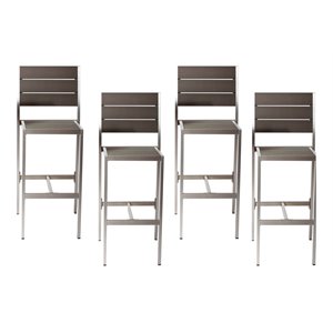 Pemberly Row 44&quot Aluminum Outdoor Bar Stools in Gray (Set of 4)