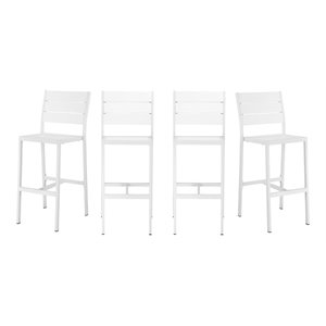 Pemberly Row 44&quot Aluminum Outdoor Bar Stools in White (Set of 4)