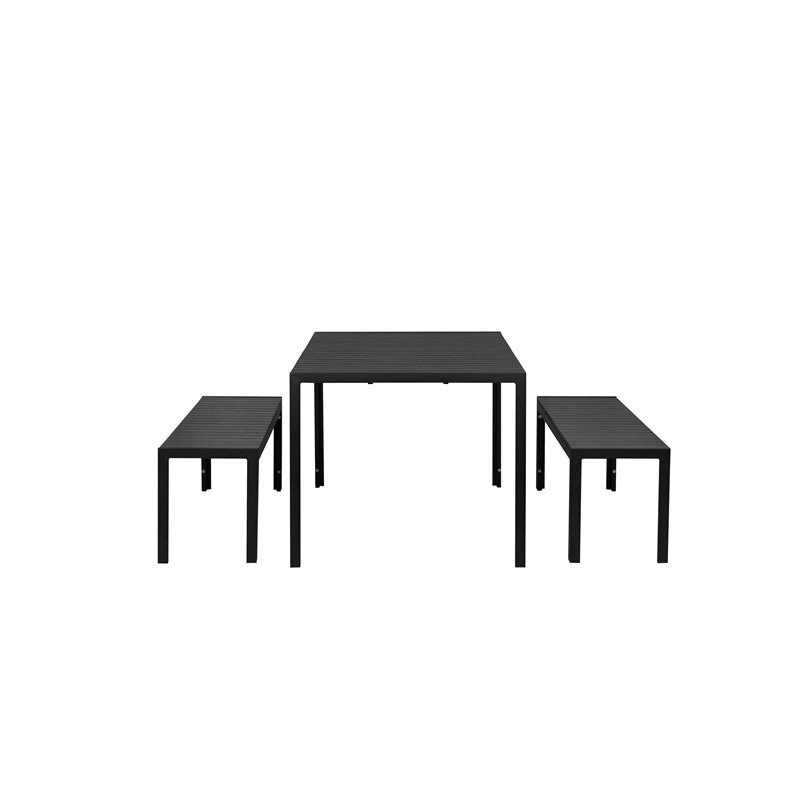 Pemberly Row 3-piece Aluminum Patio Dining Set in Black Frame/Polyresin