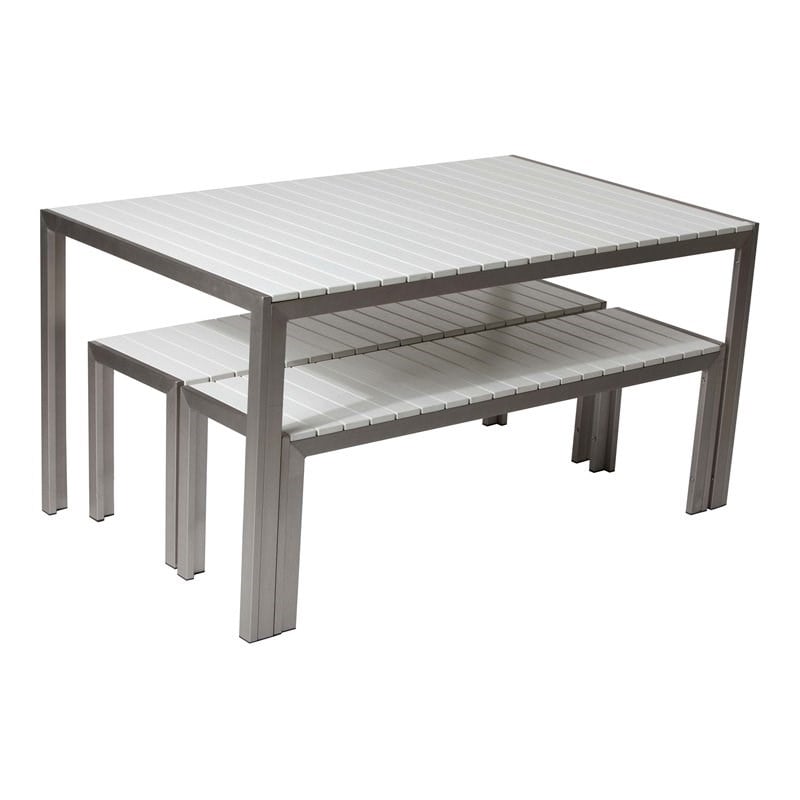 Pemberly Row 3-piece Aluminum Frame Patio Dining Set in White