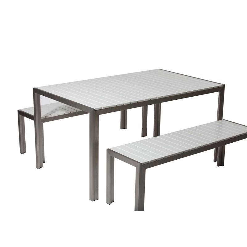 Pemberly Row 3-piece Aluminum Frame Patio Dining Set in White