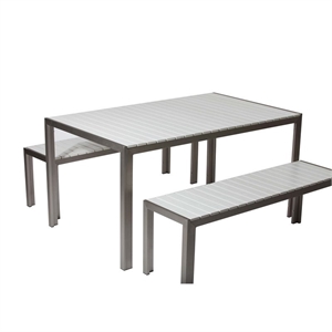 Pemberly Row 3-piece Aluminum Frame Patio Dining Set in White