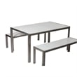 Pemberly Row 3-piece Aluminum Frame Patio Dining Set in White