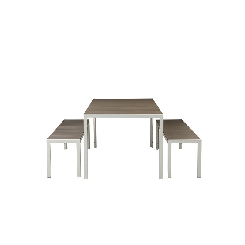 Pemberly Row 3-piece Aluminum Frame Patio Dining Set in White/Gray