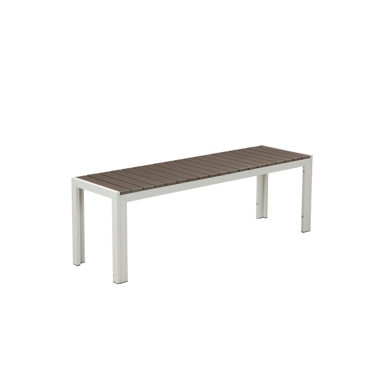 Pemberly Row 3-piece Aluminum Frame Patio Dining Set in White/Gray