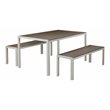 Pemberly Row 3-piece Aluminum Frame Patio Dining Set in White/Gray