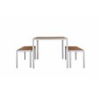 Pemberly Row 3-piece Aluminum Patio Dining Set in White/Natural Teak