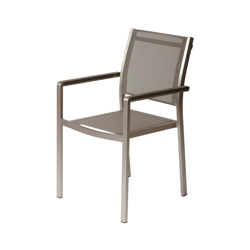 Pemberly Row Aluminum Frame Patio Dining Char in Gray (Set of 6)