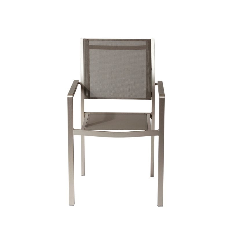 Pemberly Row Aluminum Frame Patio Dining Char in Gray (Set of 6)