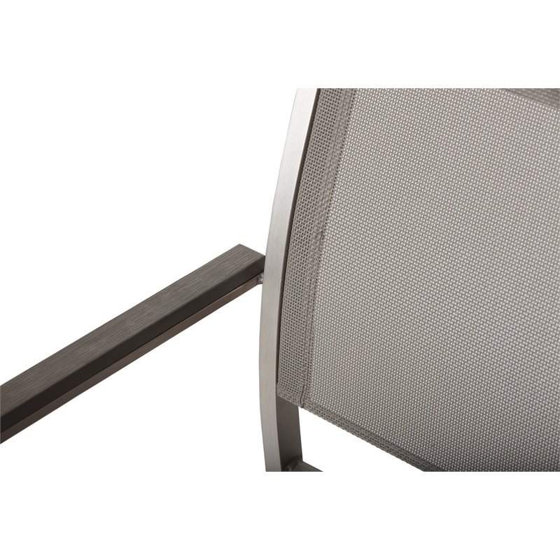 Pemberly Row Aluminum Frame Patio Dining Char in Gray (Set of 6)