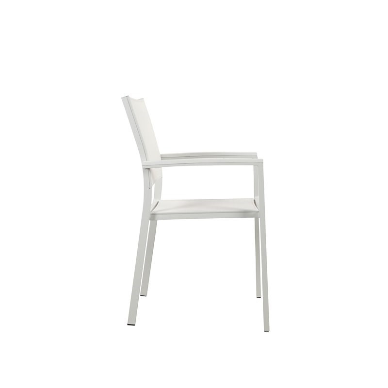 Pemberly Row Aluminum Frame Patio Dining Char in White (Set of 6)