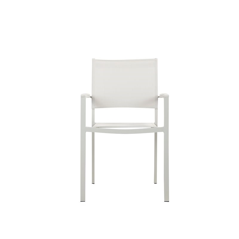 Pemberly Row Aluminum Frame Patio Dining Char in White (Set of 6)