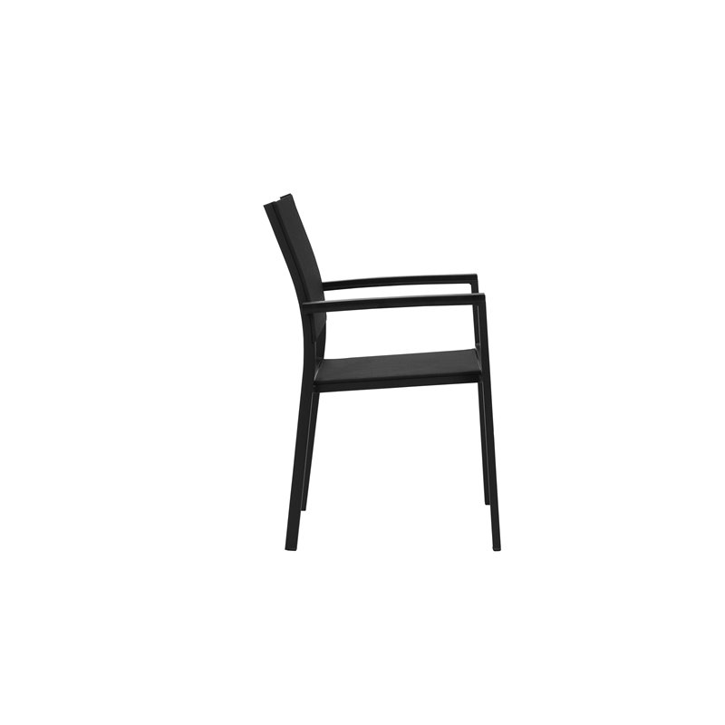 Pemberly Row 7-piece Modern Aluminum Frame Patio Dining Set in Black