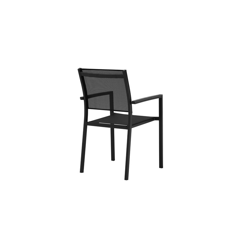 Pemberly Row 7-piece Modern Aluminum Frame Patio Dining Set in Black