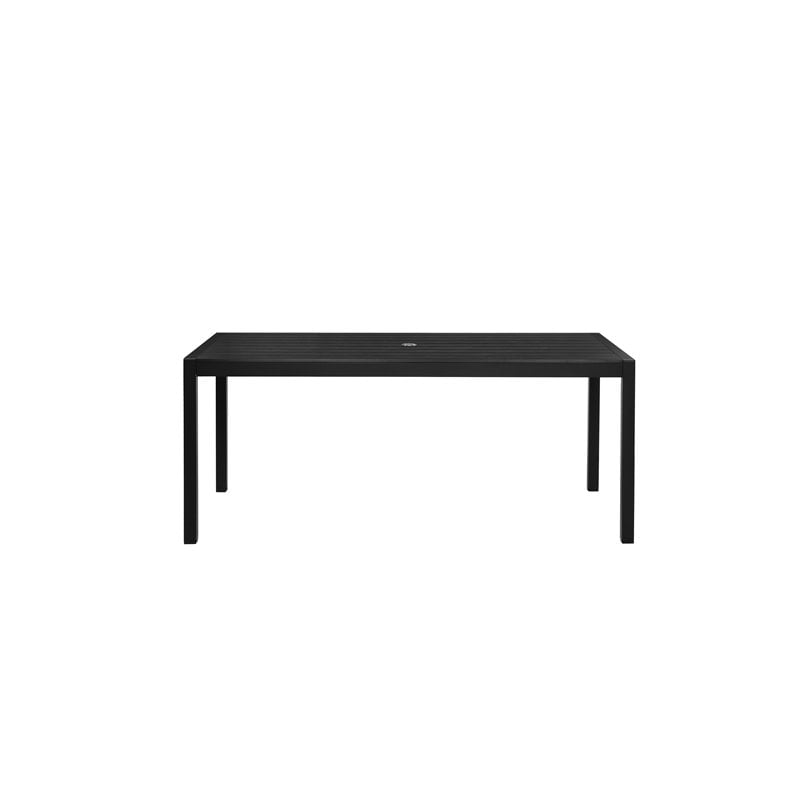 Pemberly Row 7-piece Modern Aluminum Frame Patio Dining Set in Black