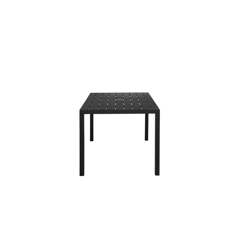 Pemberly Row 7-piece Modern Aluminum Frame Patio Dining Set in Black