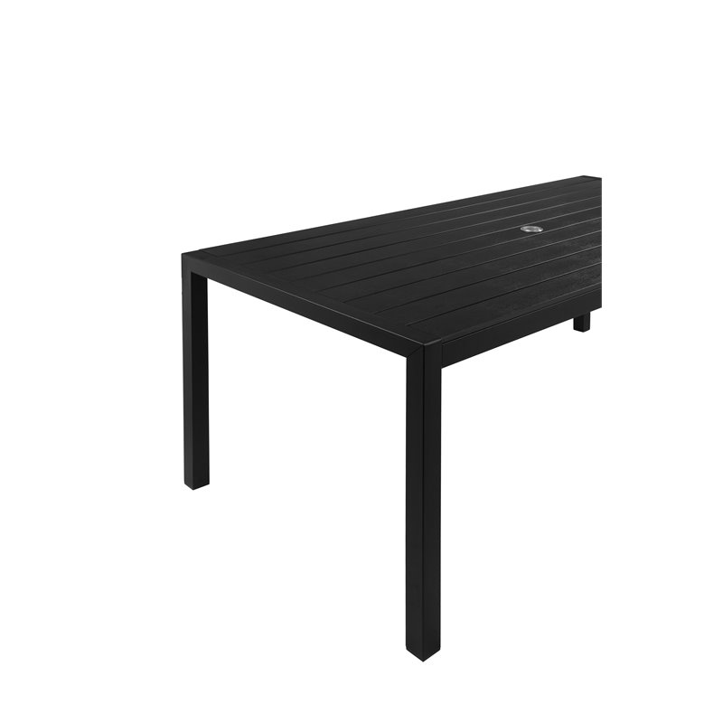 Pemberly Row 7-piece Modern Aluminum Frame Patio Dining Set in Black