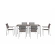 Pemberly Row 7-piece Aluminum Frame Patio Dining Set in White/Gray