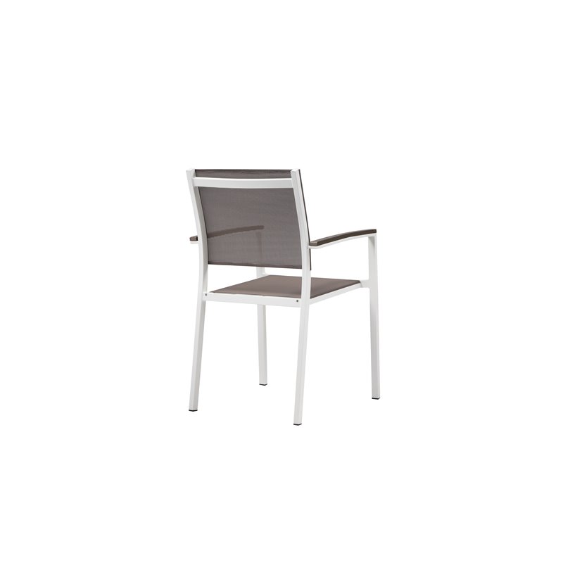 Pemberly Row 7-piece Aluminum Frame Patio Dining Set in White/Gray