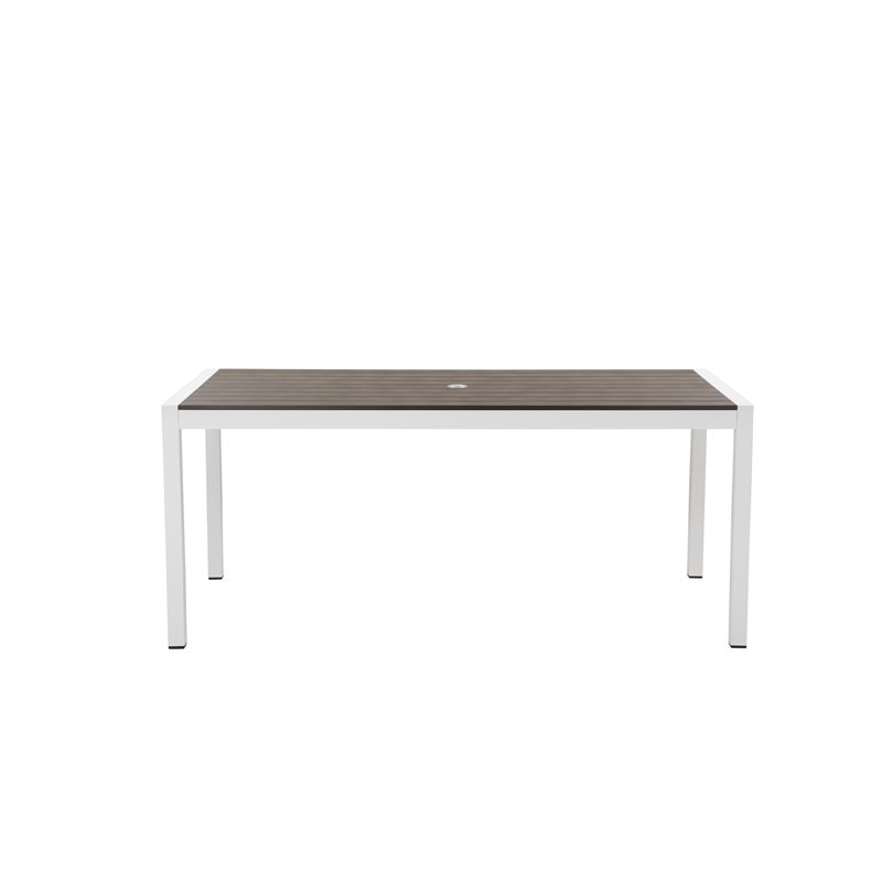 Pemberly Row 7-piece Aluminum Frame Patio Dining Set in White/Gray