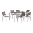Pemberly Row 7-piece Aluminum Frame Patio Dining Set in White/Gray