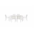 Pemberly Row Modern Aluminum Patio Dining Set in White Frame/Polyresin