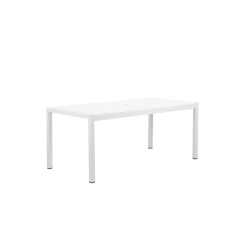 Pemberly Row Modern Aluminum Patio Dining Set in White Frame/Polyresin