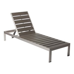 Pemberly Row Modern Aluminum Frame Patio Lounger in Anodized Gray