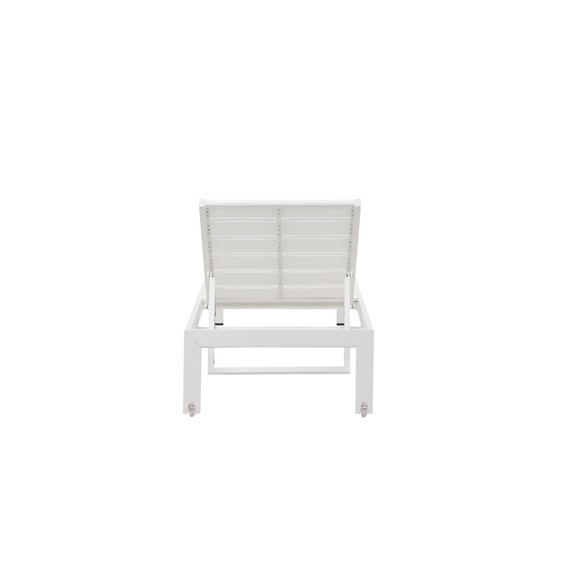 Pemberly Row Modern Aluminum Patio Lounger in White Frame/Polyresin
