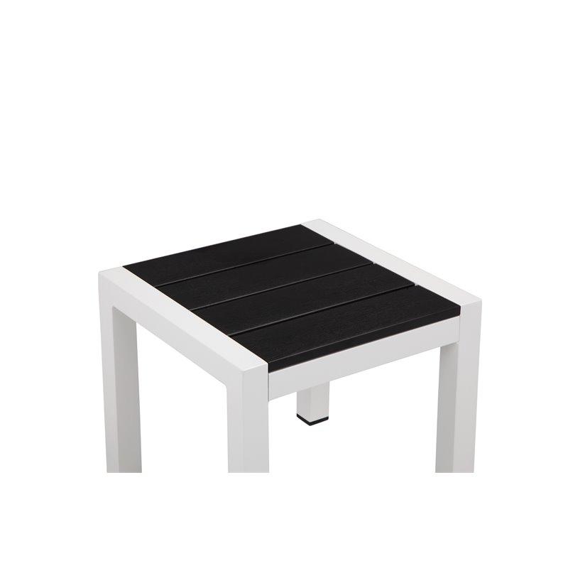 Pemberly Row Modern Aluminum Frame Patio Side Table in White/Black