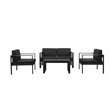 Pemberly Row 4-piece Modern Aluminum Frame Outdoor Sofa Set in Black