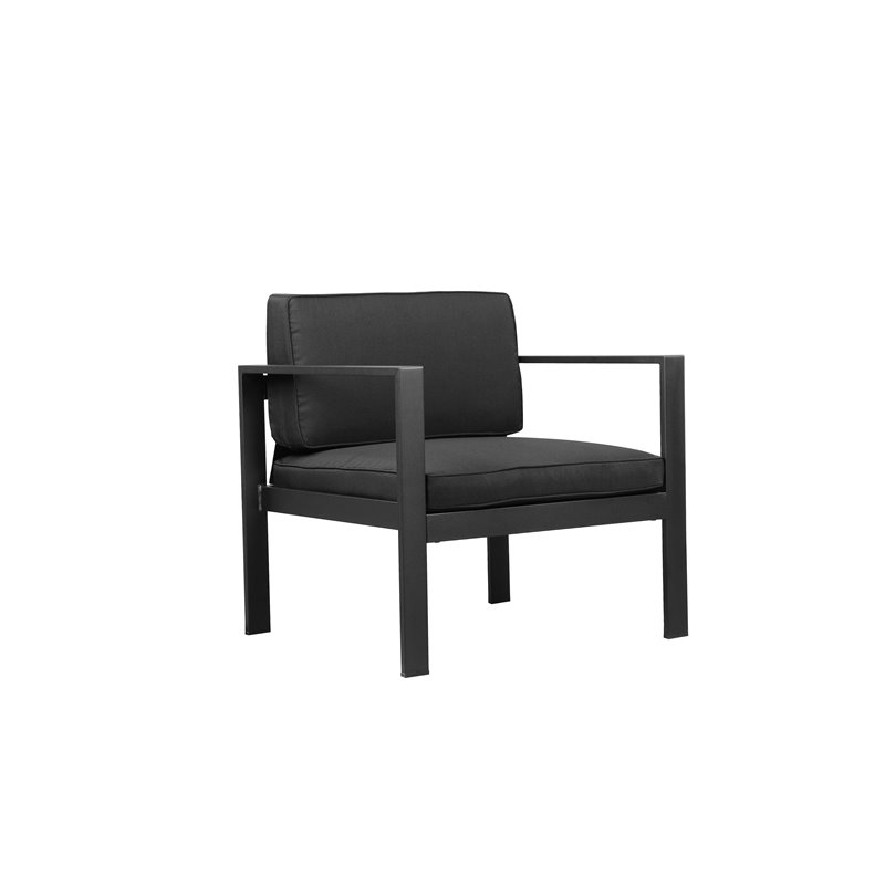 Pemberly Row 4-piece Modern Aluminum Frame Outdoor Sofa Set in Black