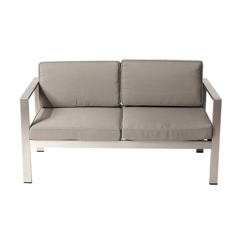 Pemberly Row 4-piece Aluminum Frame Outdoor Sofa Set in Gray Taupe